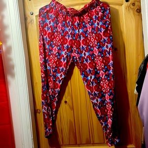Large blue white and red pants the brand of the pants are freestyle